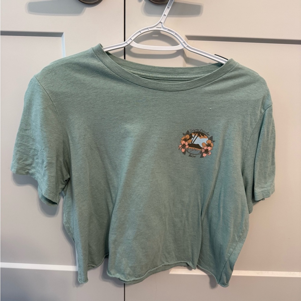 Rip Curl Relaxed Crop Tee in Sage with Tropical Graphic